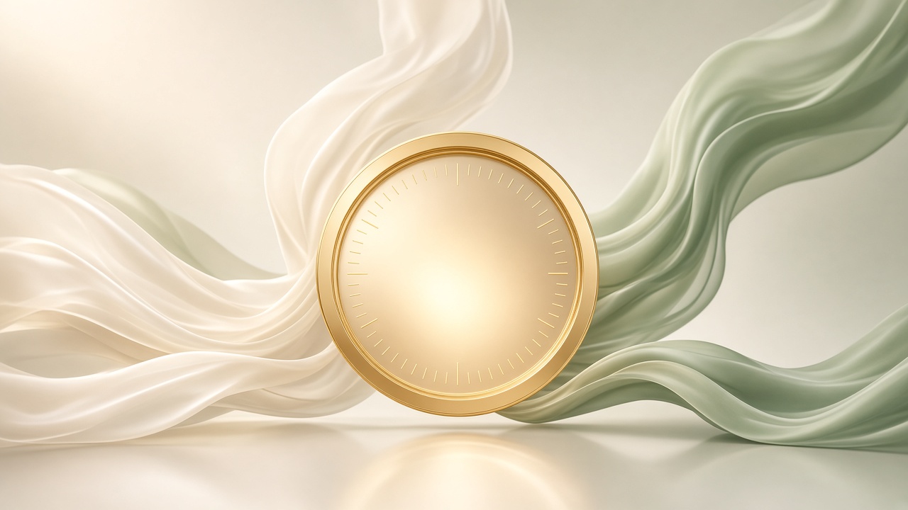 Abstract green silk with a gold gauge